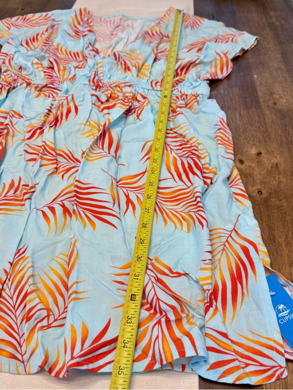 NWT Cupshe Beach Vacation Dress/Cover-up in Light Blue and Orange - Picture 4 of 7